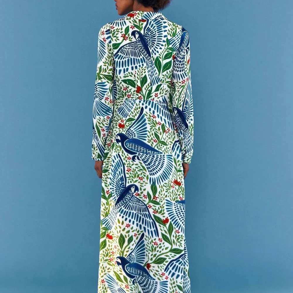 🥭FARM Rio Blue Macaw Flight Maxi Dress - Picture 7 of 14